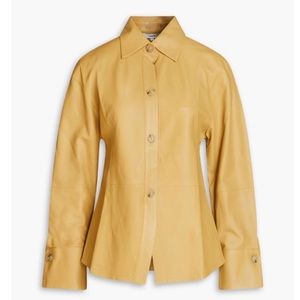 Vince Gathered mustard leather lambskin shirt XS